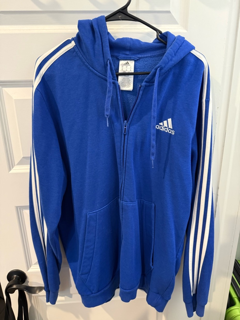 adidas Royal Blue Full-Zip Hoodie with White Logo